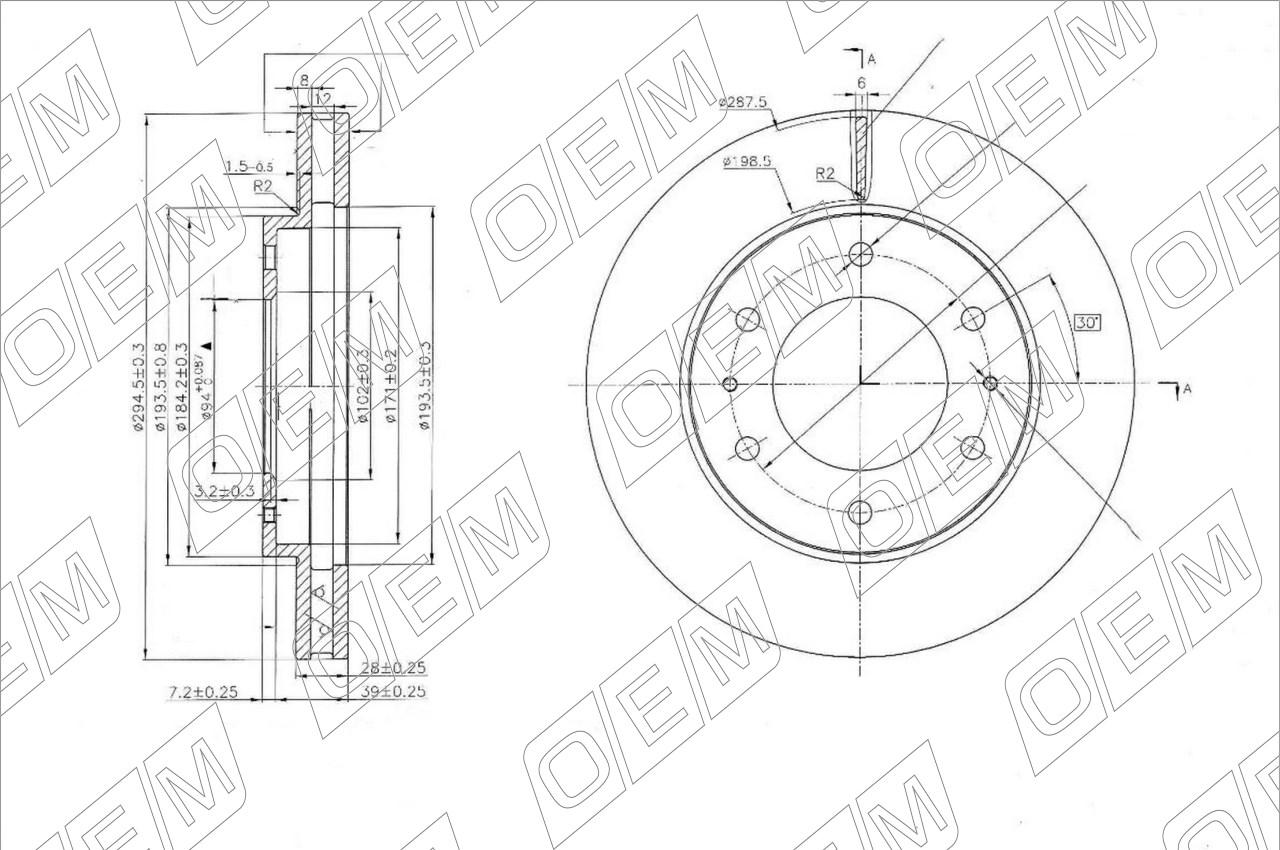 Диск тормозной передний  Mitsubishi  L200  4 