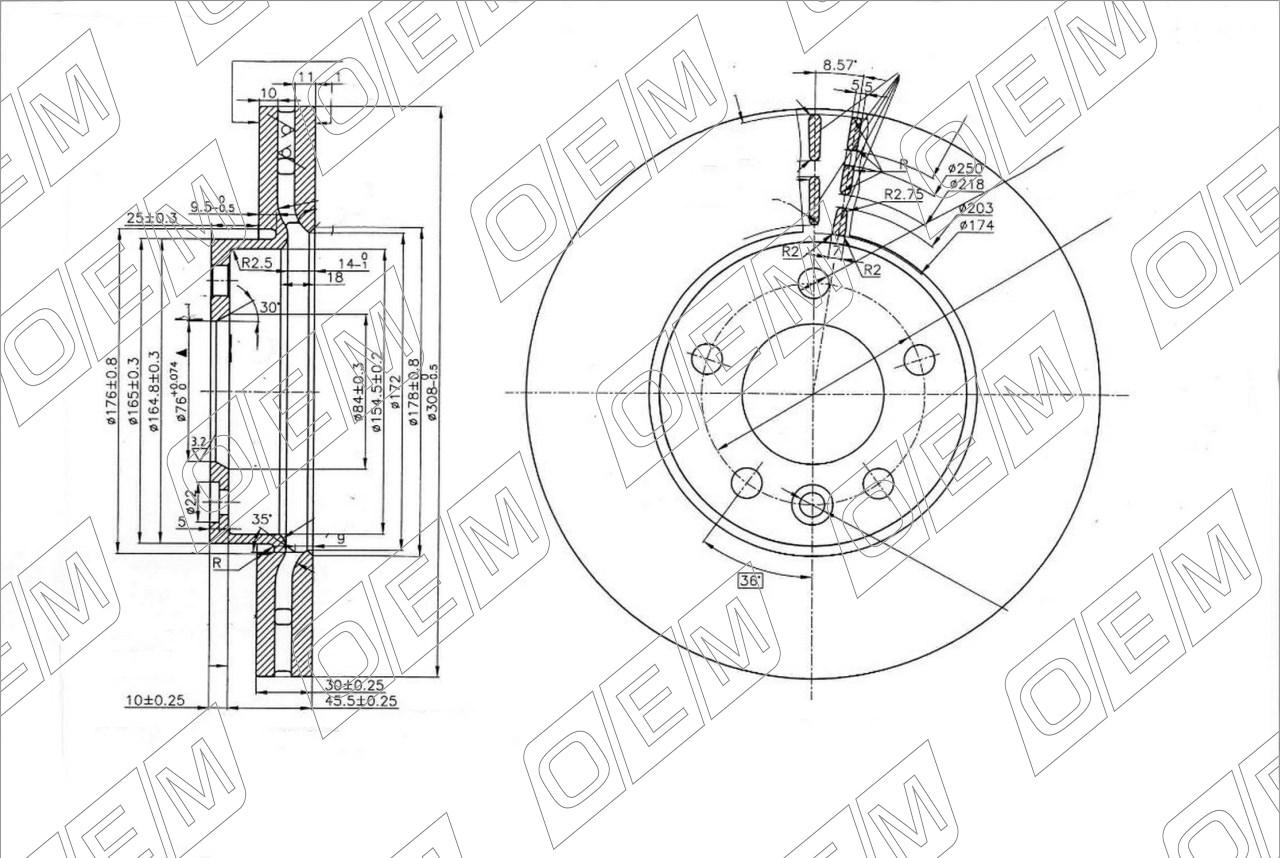 Диск тормозной передний  Volkswagen  Transporter  T5 
