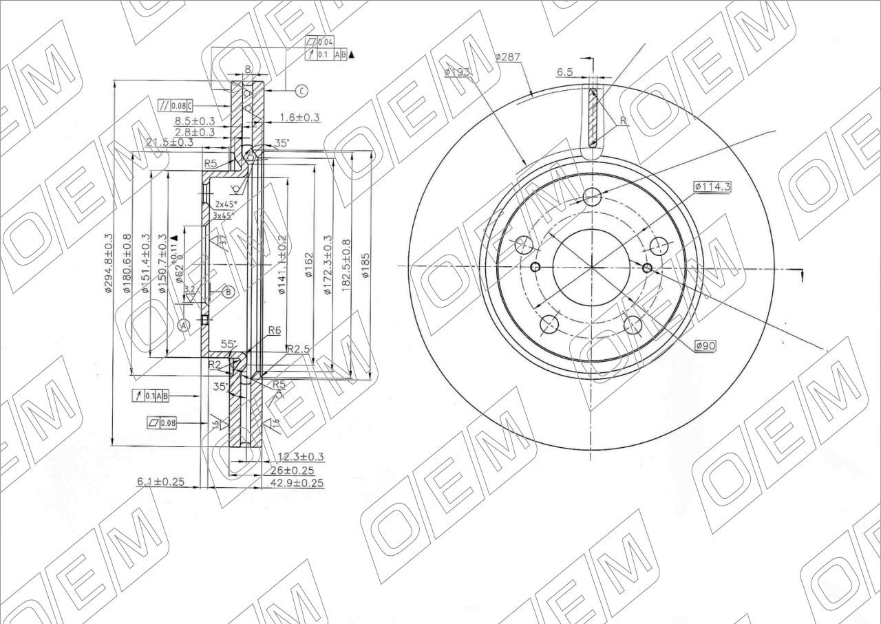 Диск тормозной передний  Toyota  Corolla Verso  1 