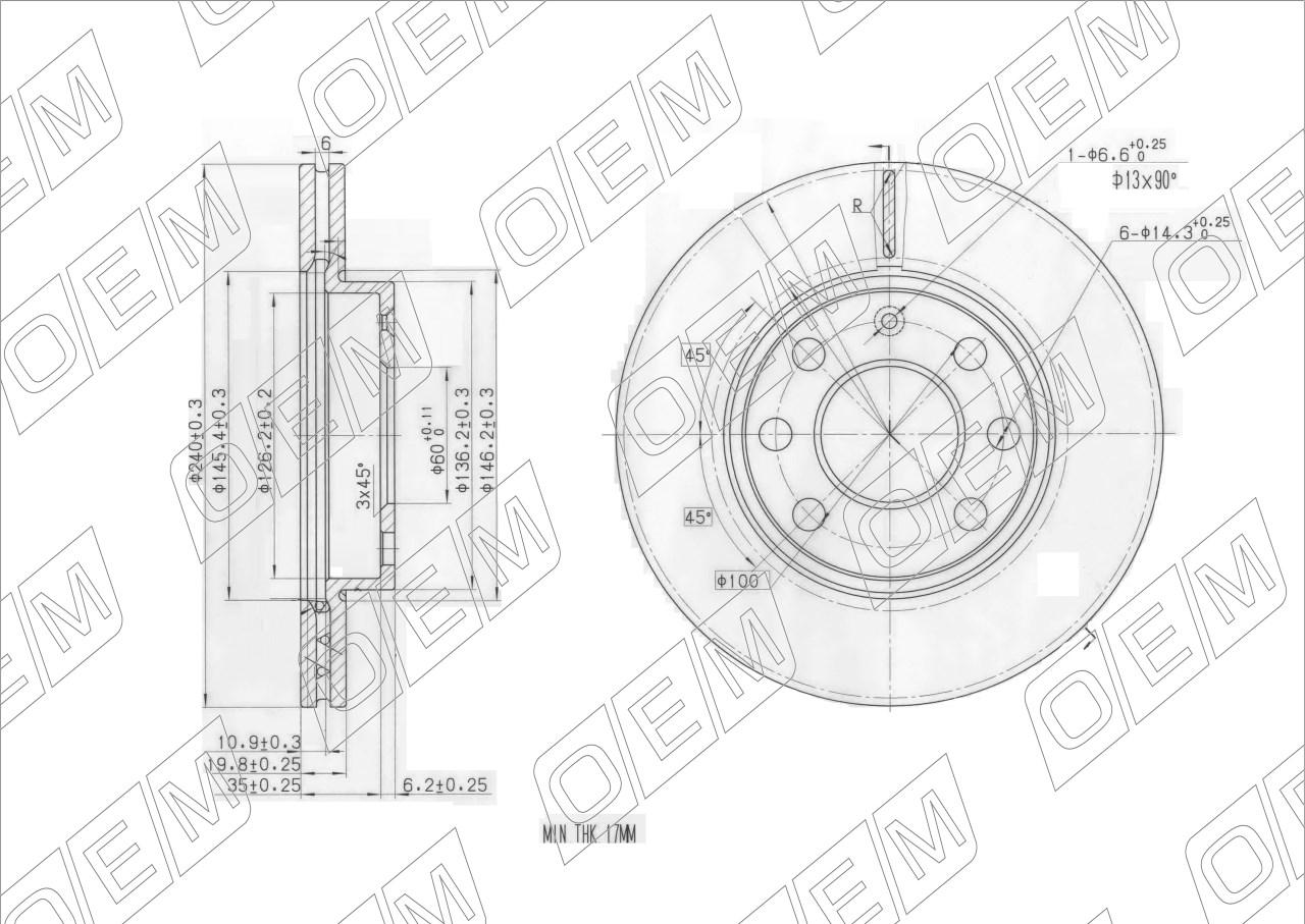 Диск тормозной передний  Opel  Corsa  C 
