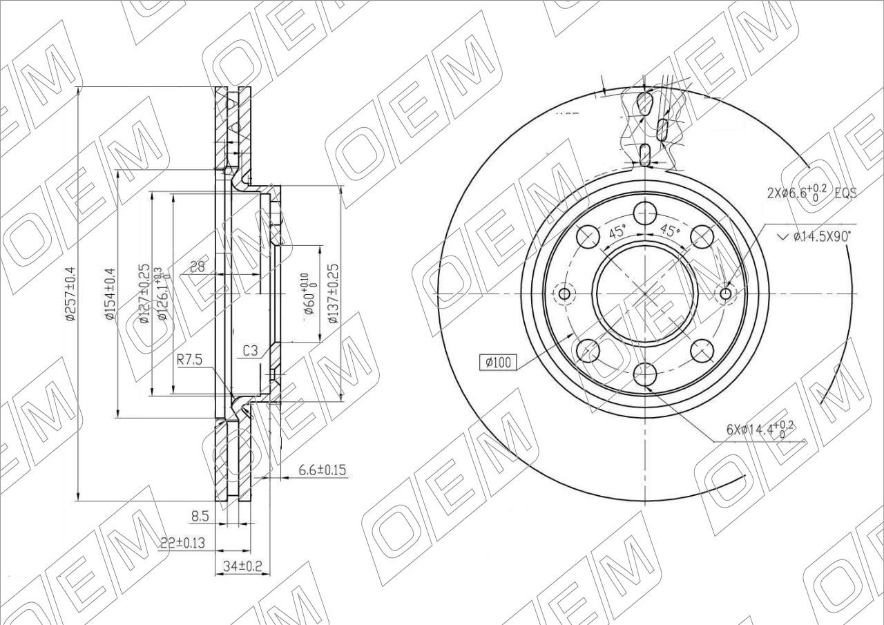 Диск тормозной передний  Opel  Corsa  D 