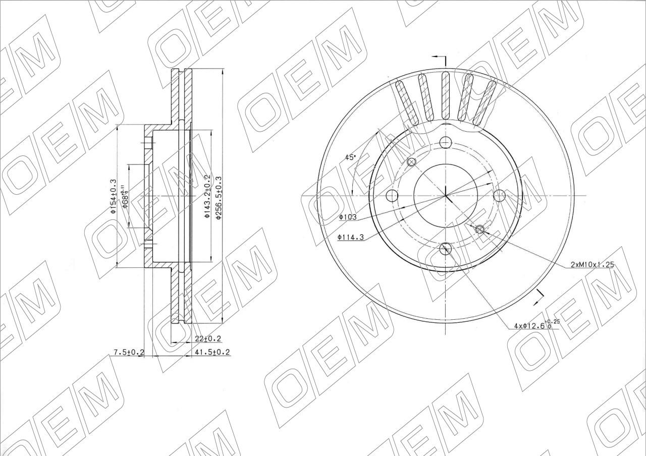 Диск тормозной передний  Nissan  Almera  N16 