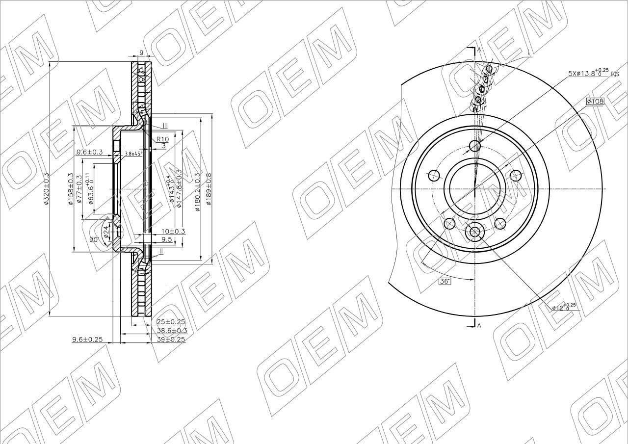 Диск тормозной передний  Volvo  C30  1 